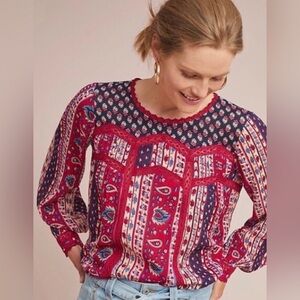 Anthropologie Maeve Lace Top Bohemian Blouse Size 4